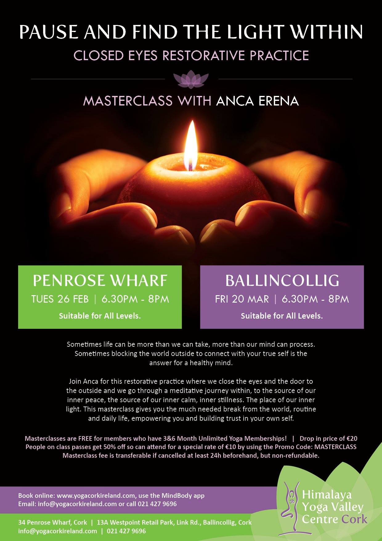 Masterclass Pause And Find The Light Within Himalaya Yoga Valley Centre Cork Online Yoga