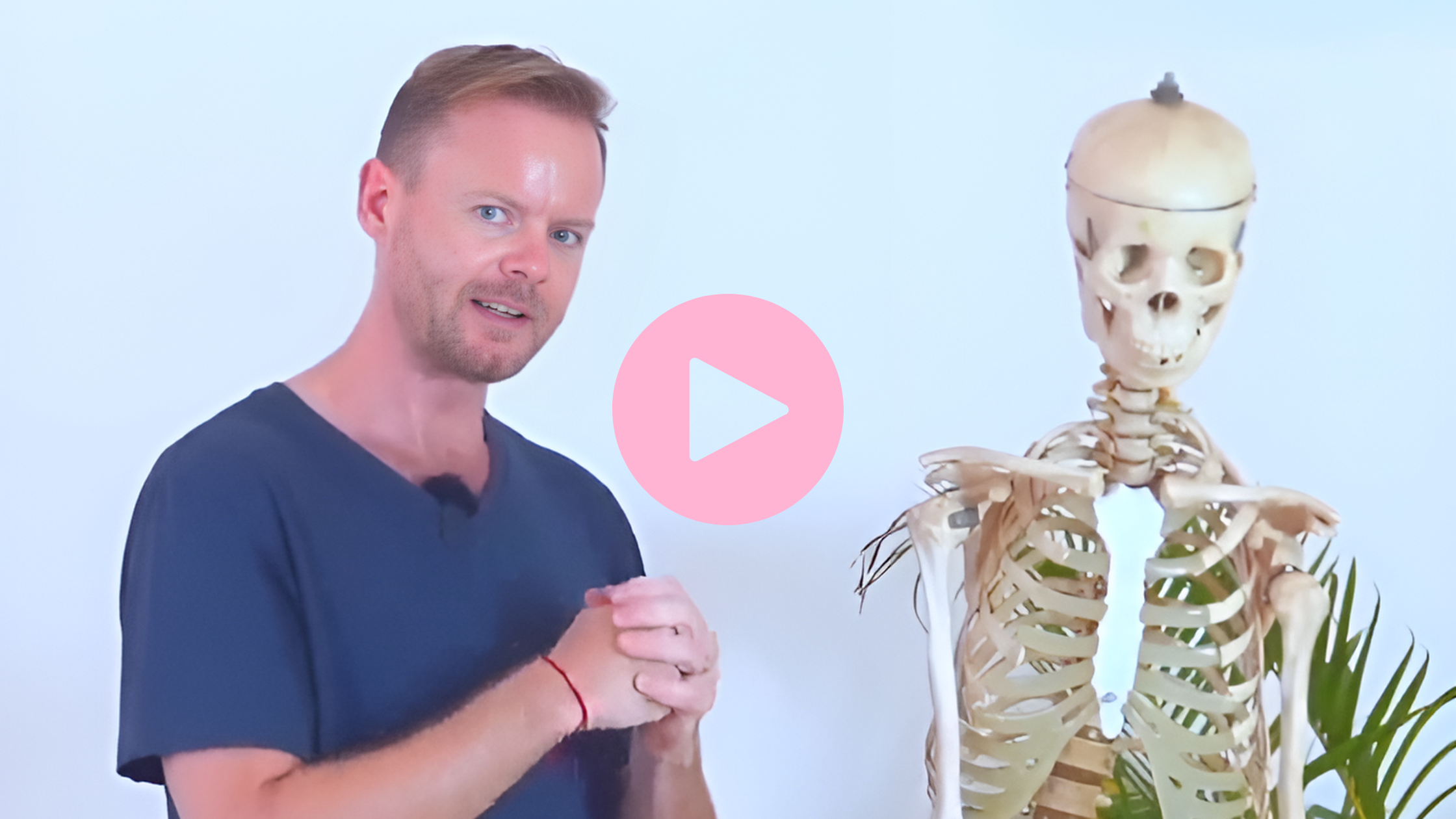 Clickable image of Anatomy teacher Adam discussing the importance of understanding ball-and-socket joints for yoga practise during an online yoga teacher training session.