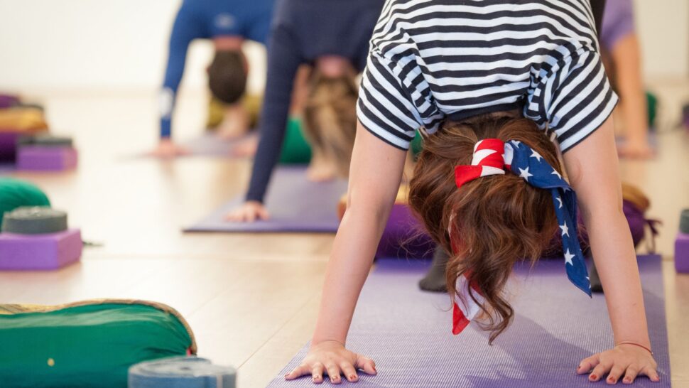 Group yoga class in Cork at Himalaya Yoga Valley with teacher leading poses