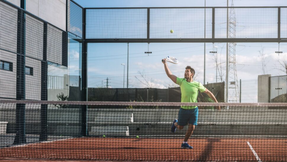Padel players in action showing agility, balance, and movement supported by yoga