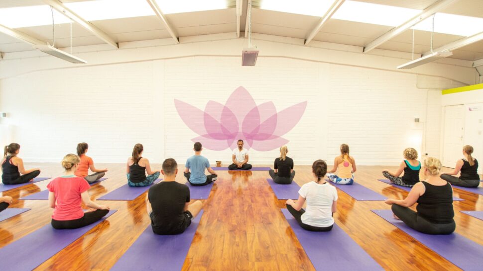 Relaxing yoga studio space in Cork with mats and props ready