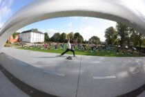 Lalit Kumar founder of Himalaya Yoga Valley Centre teaching at Fitzgerald Park for the final day of Yoga in the Park 2017