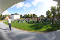 Lalit Kumar teaching the class in Fitzgerald Park for Yoga in the Park 2017
